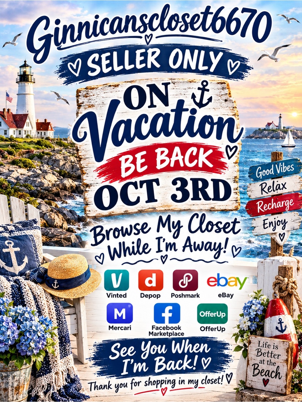 On Vacation Be Back Oct 3rd